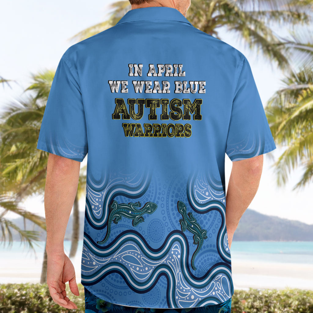 Australia Autism Support Hawaiian Shirt In April We Wear Blue Aboriginal Lizard