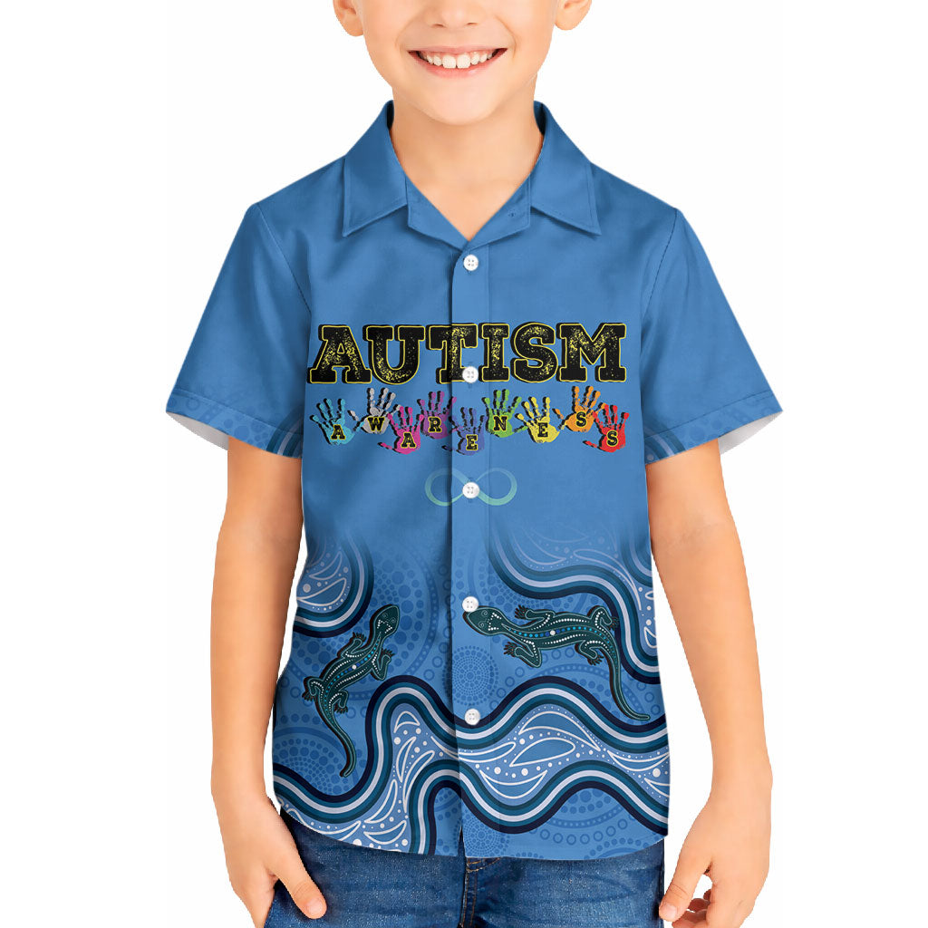 Australia Autism Support Hawaiian Shirt In April We Wear Blue Aboriginal Lizard