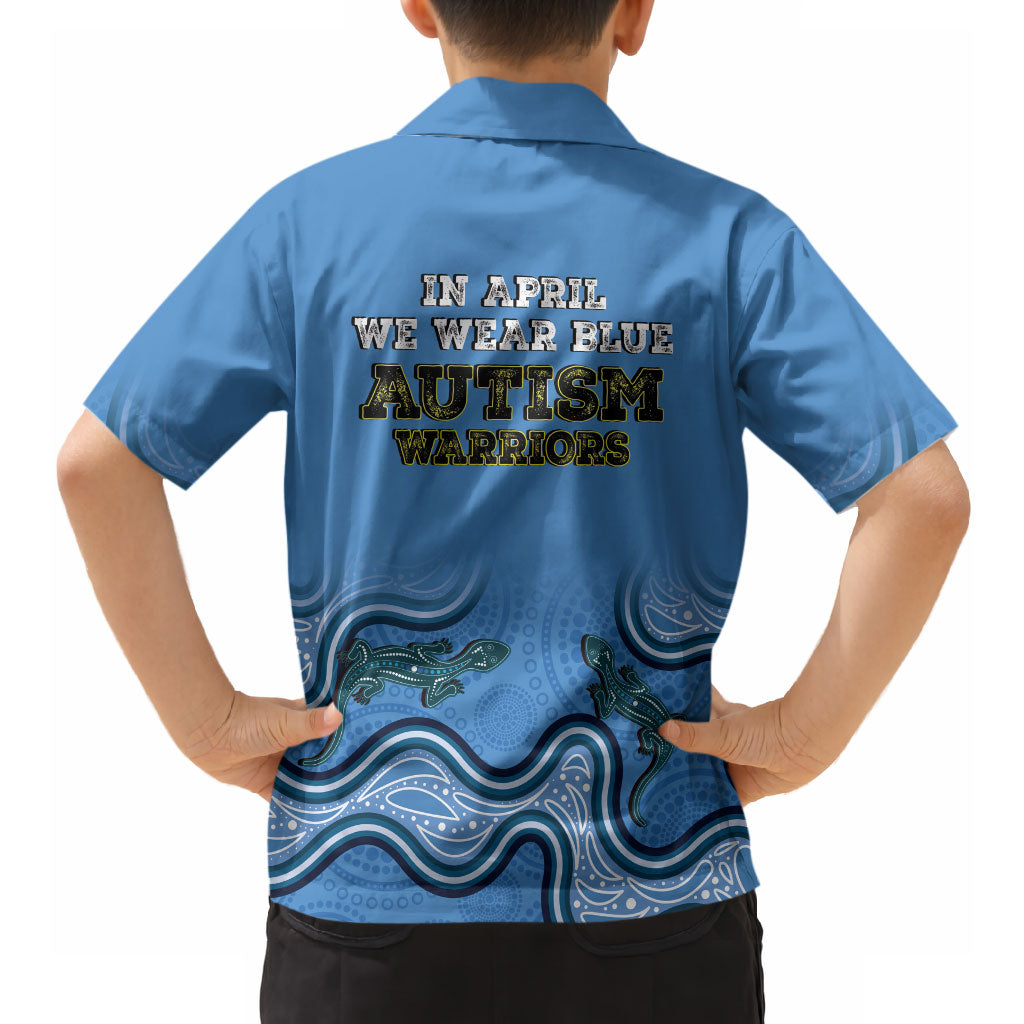 Australia Autism Support Hawaiian Shirt In April We Wear Blue Aboriginal Lizard