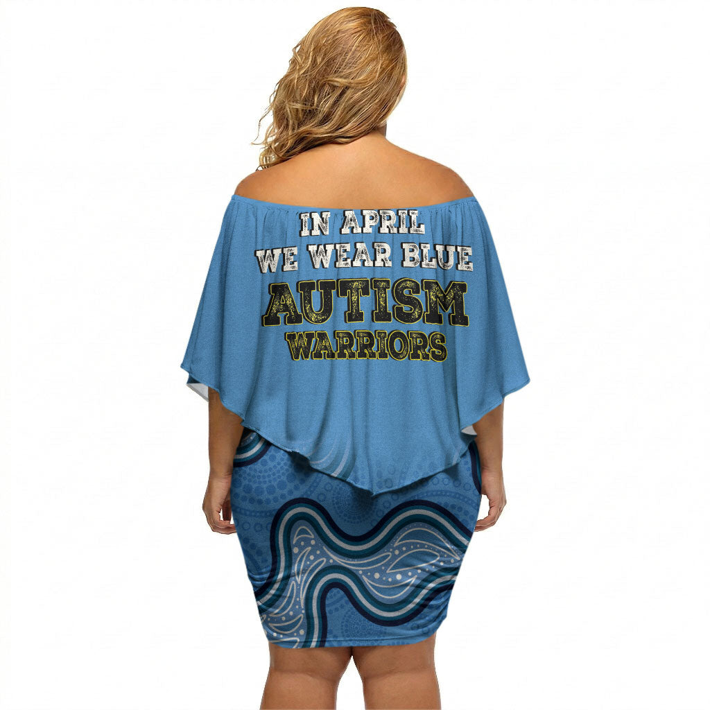 Australia Autism Support Off Shoulder Short Dress In April We Wear Blue Aboriginal Lizard
