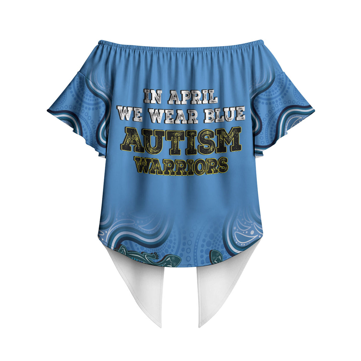 Australia Autism Support Off Shoulder Wrap Waist Top In April We Wear Blue Aboriginal Lizard