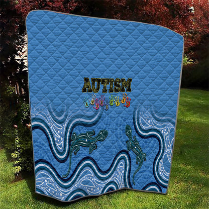 Australia Autism Support Quilt In April We Wear Blue Aboriginal Lizard