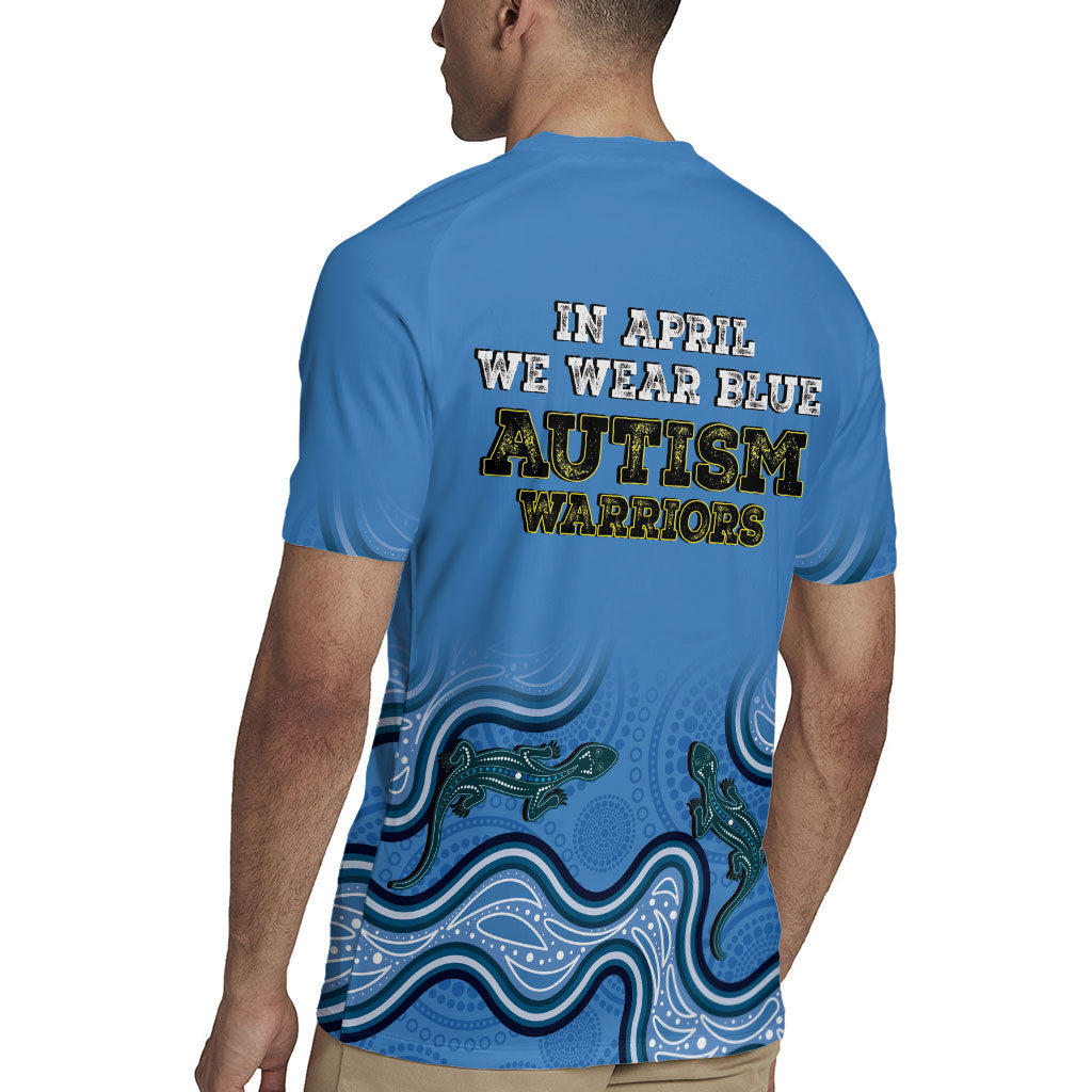 Australia Autism Support Rugby Jersey In April We Wear Blue Aboriginal Lizard