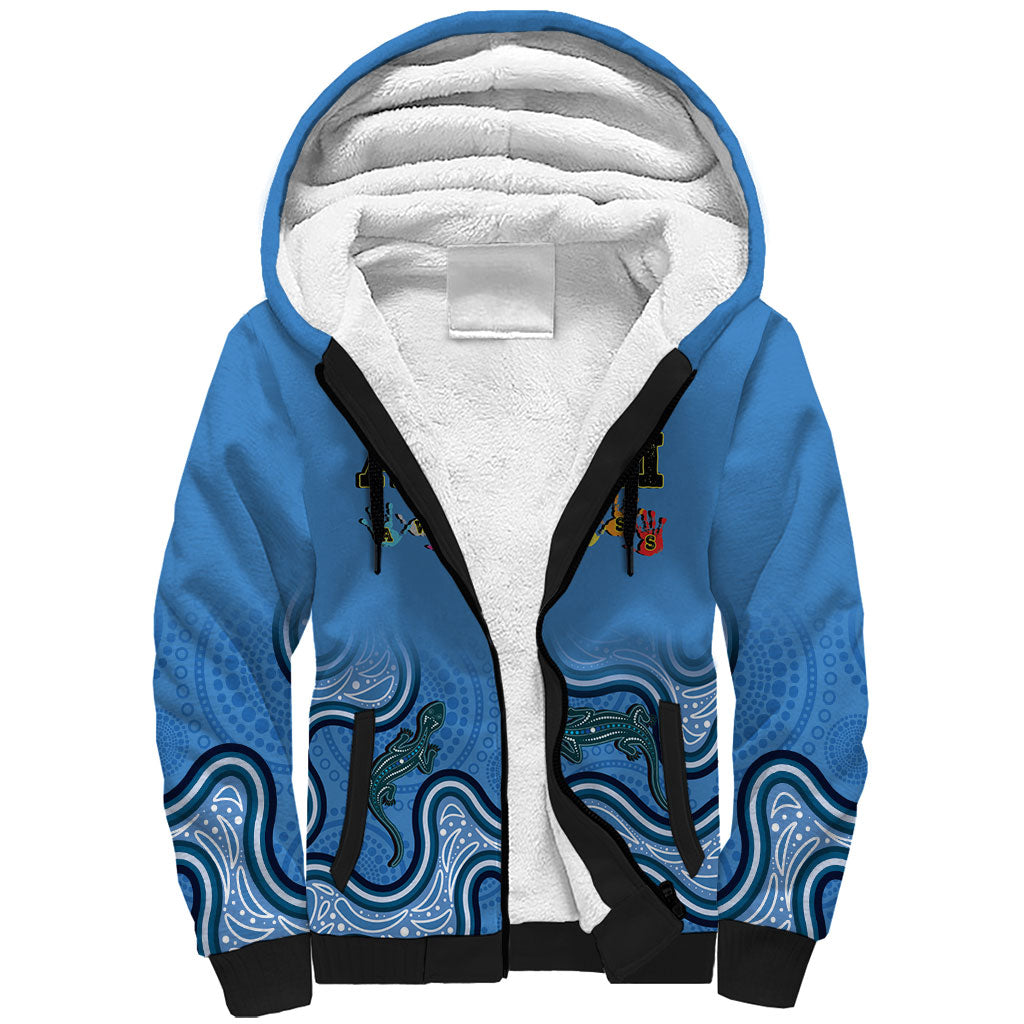 Australia Autism Support Sherpa Hoodie In April We Wear Blue Aboriginal Lizard