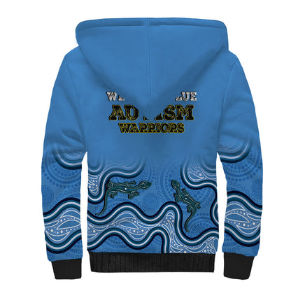 Australia Autism Support Sherpa Hoodie In April We Wear Blue Aboriginal Lizard