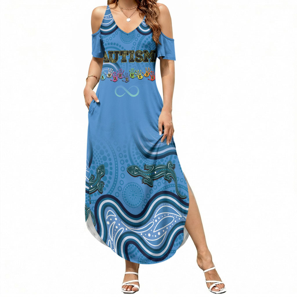 Australia Autism Support Summer Maxi Dress In April We Wear Blue Aboriginal Lizard