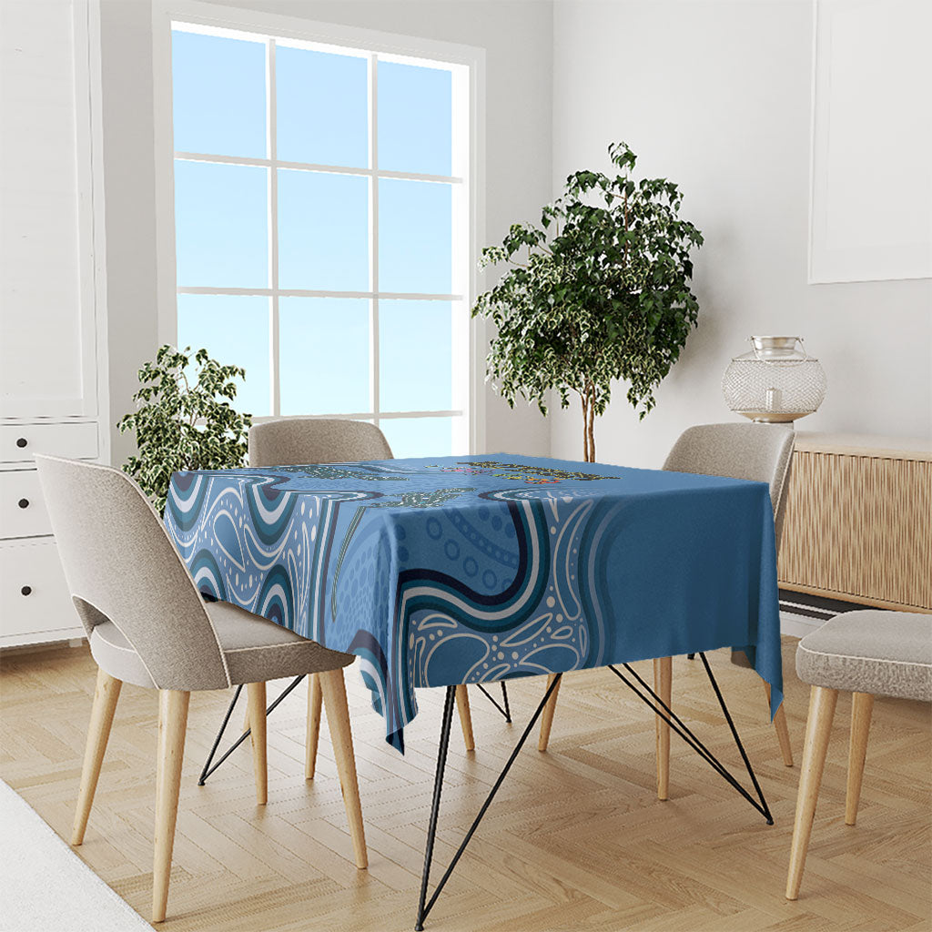 Australia Autism Support Tablecloth In April We Wear Blue Aboriginal Lizard