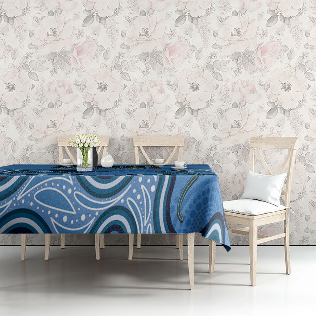 Australia Autism Support Tablecloth In April We Wear Blue Aboriginal Lizard