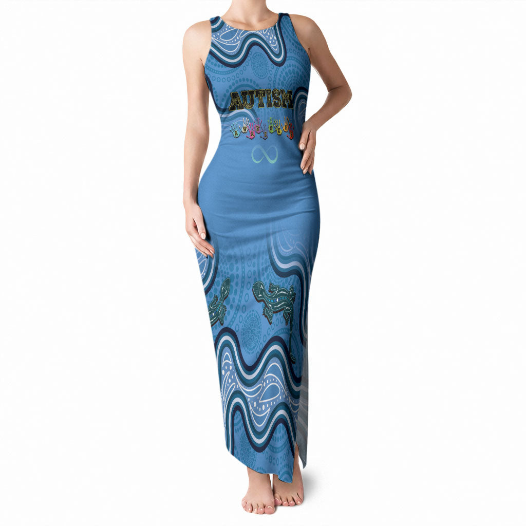 Australia Autism Support Tank Maxi Dress In April We Wear Blue Aboriginal Lizard