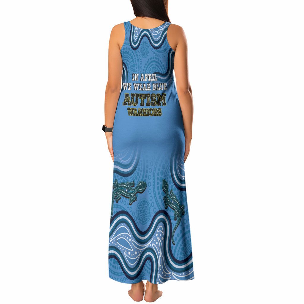 Australia Autism Support Tank Maxi Dress In April We Wear Blue Aboriginal Lizard