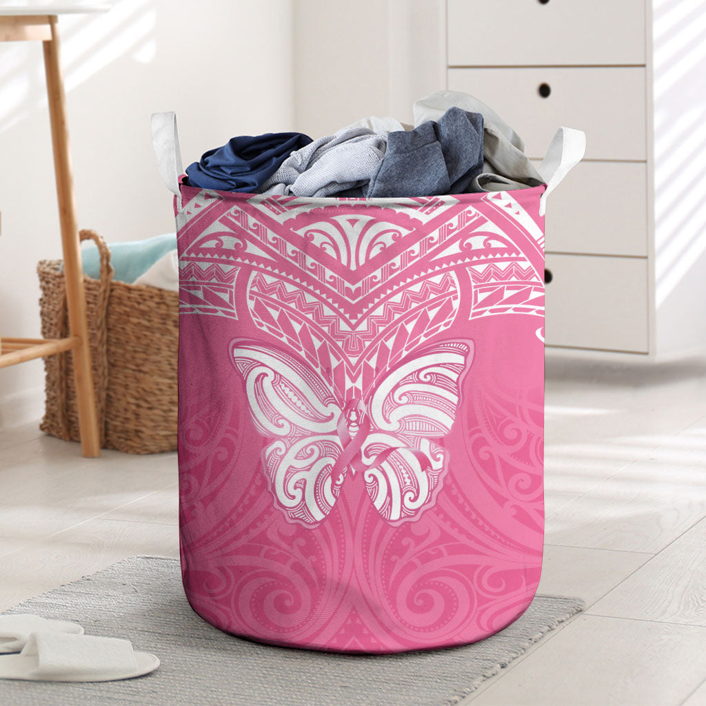 New Zealand Breast Cancer Support Laundry Basket Maori Butterfly Pink Ribbon