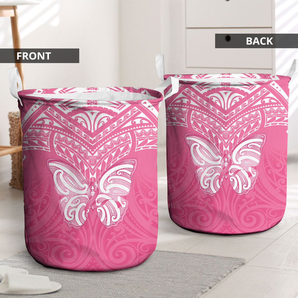 New Zealand Breast Cancer Support Laundry Basket Maori Butterfly Pink Ribbon