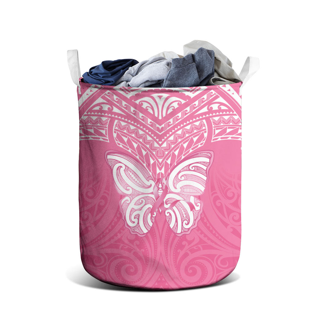 New Zealand Breast Cancer Support Laundry Basket Maori Butterfly Pink Ribbon