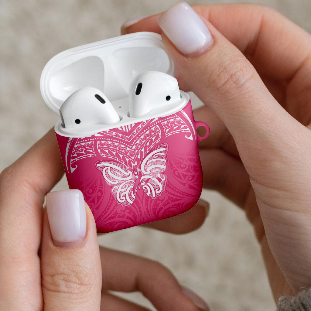 New Zealand Breast Cancer Support AirPods Case Maori Butterfly Pink Ribbon