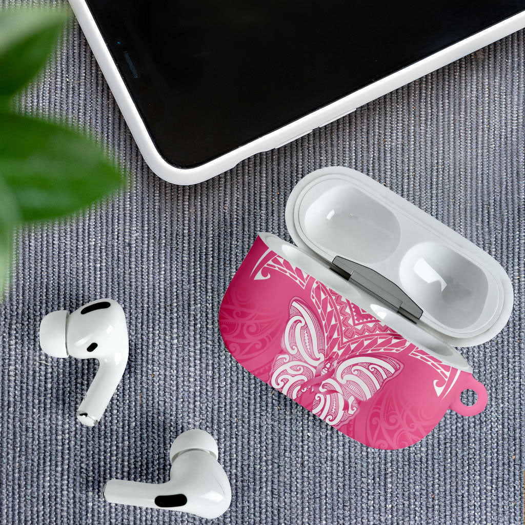 New Zealand Breast Cancer Support AirPods Case Maori Butterfly Pink Ribbon