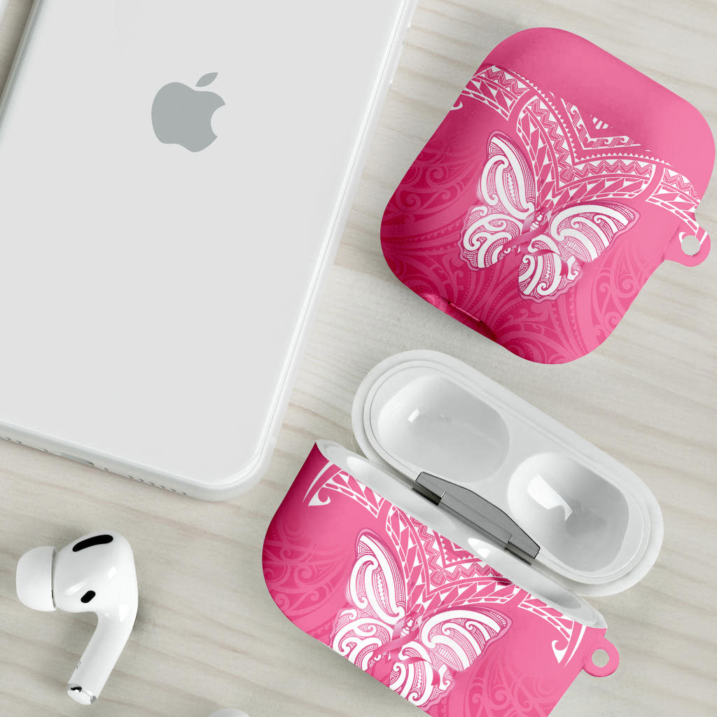 New Zealand Breast Cancer Support AirPods Case Maori Butterfly Pink Ribbon