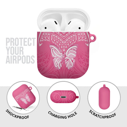 New Zealand Breast Cancer Support AirPods Case Maori Butterfly Pink Ribbon
