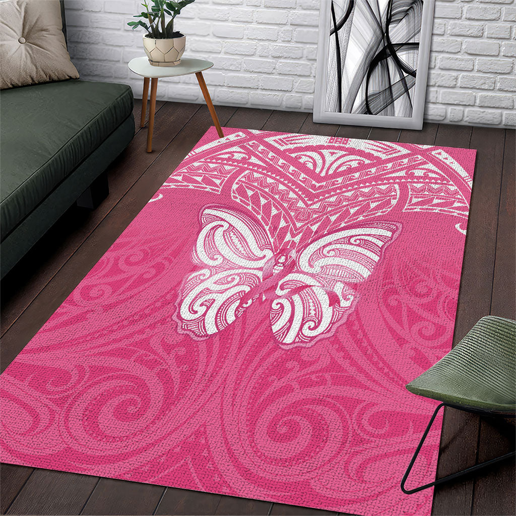 New Zealand Breast Cancer Support Area Rug Maori Butterfly Pink Ribbon