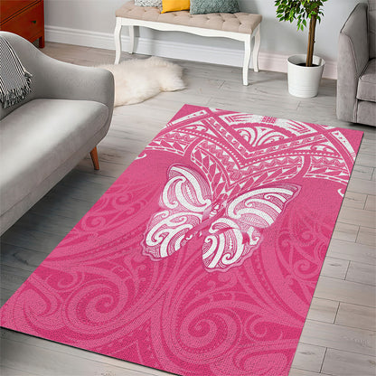 New Zealand Breast Cancer Support Area Rug Maori Butterfly Pink Ribbon