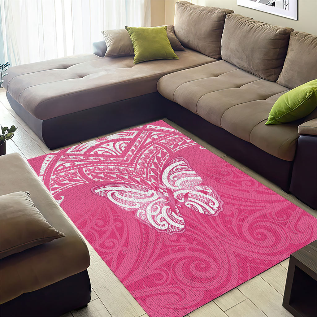 New Zealand Breast Cancer Support Area Rug Maori Butterfly Pink Ribbon