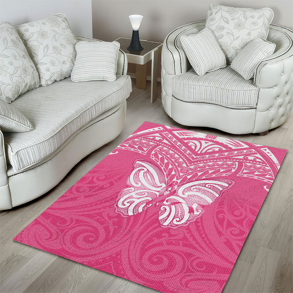 New Zealand Breast Cancer Support Area Rug Maori Butterfly Pink Ribbon
