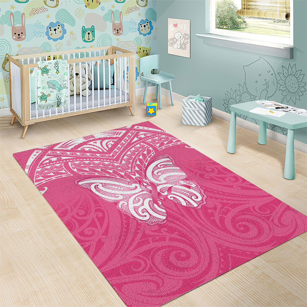 New Zealand Breast Cancer Support Area Rug Maori Butterfly Pink Ribbon