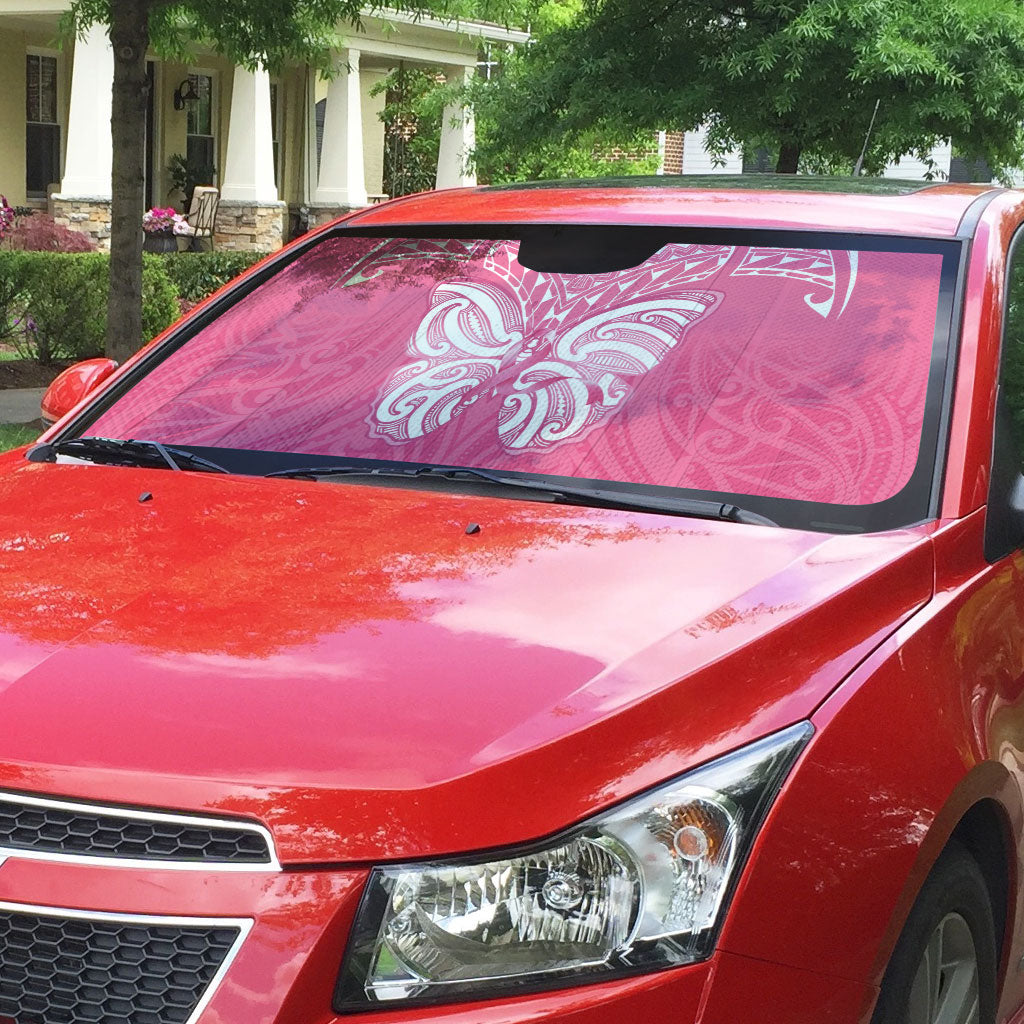 New Zealand Breast Cancer Support Auto Sun Shade Maori Butterfly Pink Ribbon