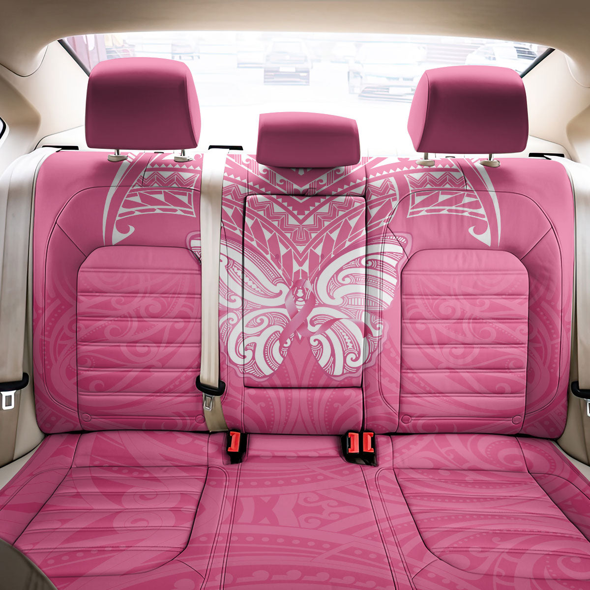 New Zealand Breast Cancer Support Back Car Seat Cover Maori Butterfly Pink Ribbon