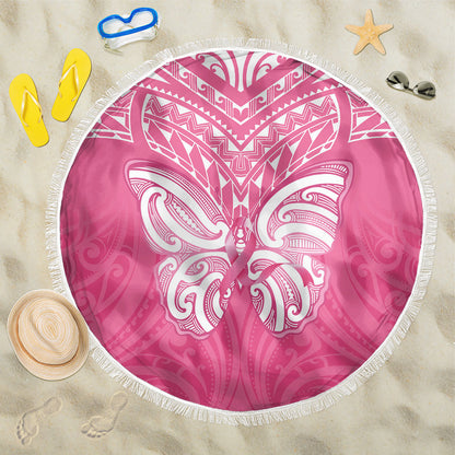 New Zealand Breast Cancer Support Beach Blanket Maori Butterfly Pink Ribbon