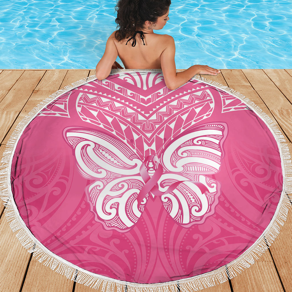 New Zealand Breast Cancer Support Beach Blanket Maori Butterfly Pink Ribbon