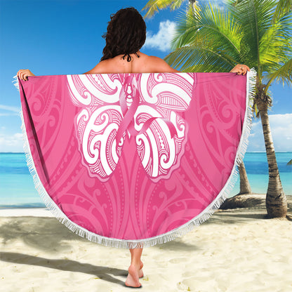 New Zealand Breast Cancer Support Beach Blanket Maori Butterfly Pink Ribbon