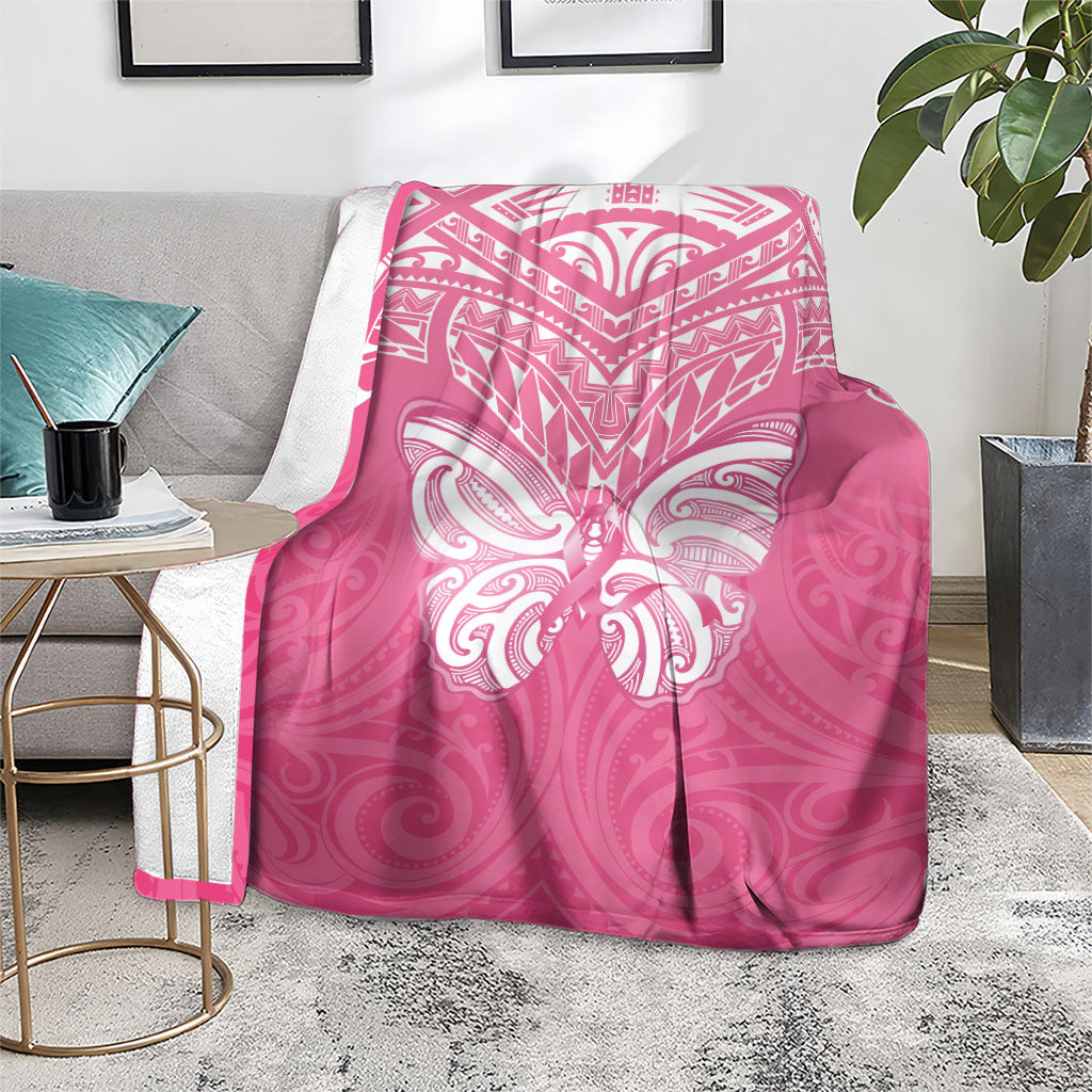 New Zealand Breast Cancer Support Blanket Maori Butterfly Pink Ribbon