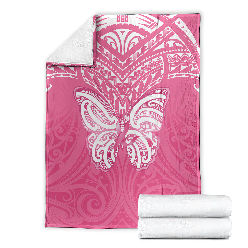 New Zealand Breast Cancer Support Blanket Maori Butterfly Pink Ribbon