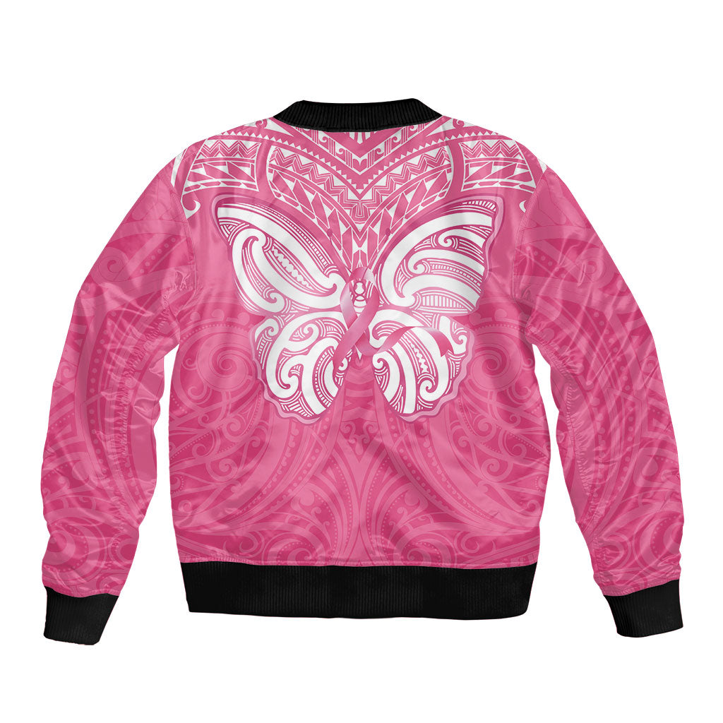 New Zealand Breast Cancer Support Bomber Jacket Maori Butterfly Pink Ribbon