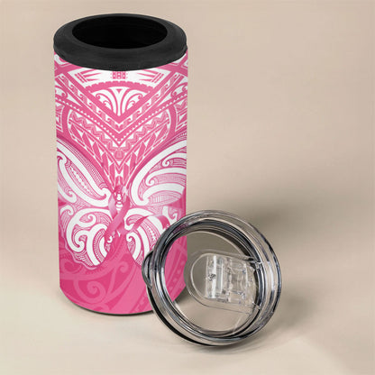 New Zealand Breast Cancer Support 4 in 1 Can Cooler Tumbler Maori Butterfly Pink Ribbon