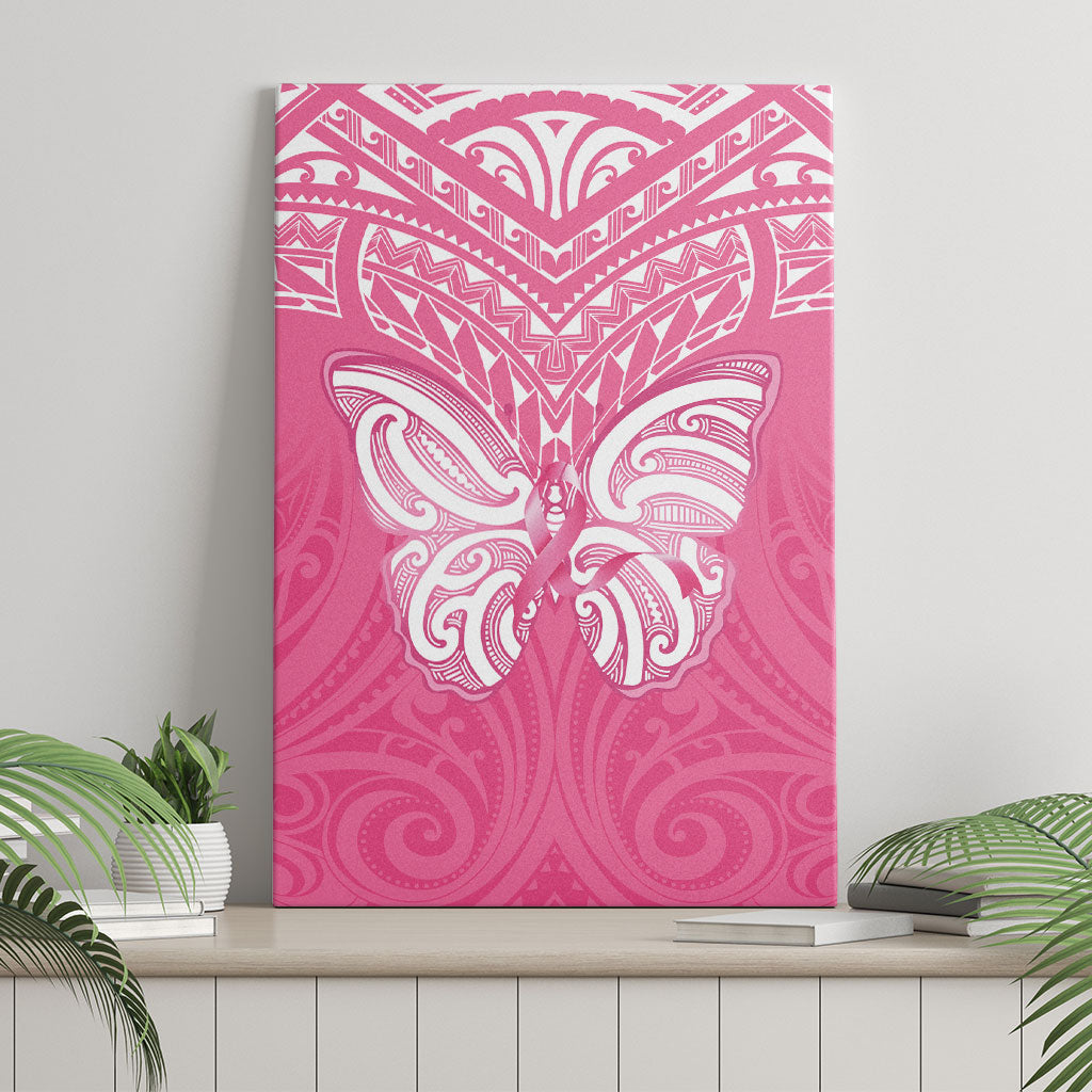 New Zealand Breast Cancer Support Canvas Wall Art Maori Butterfly Pink Ribbon