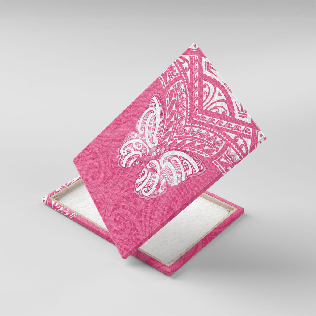New Zealand Breast Cancer Support Canvas Wall Art Maori Butterfly Pink Ribbon