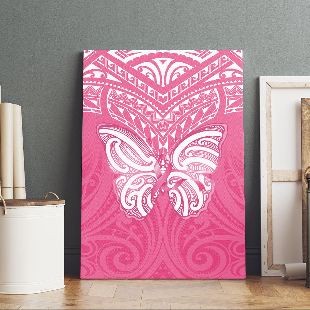 New Zealand Breast Cancer Support Canvas Wall Art Maori Butterfly Pink Ribbon