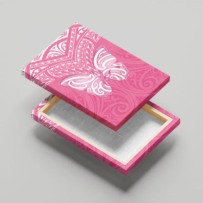 New Zealand Breast Cancer Support Canvas Wall Art Maori Butterfly Pink Ribbon