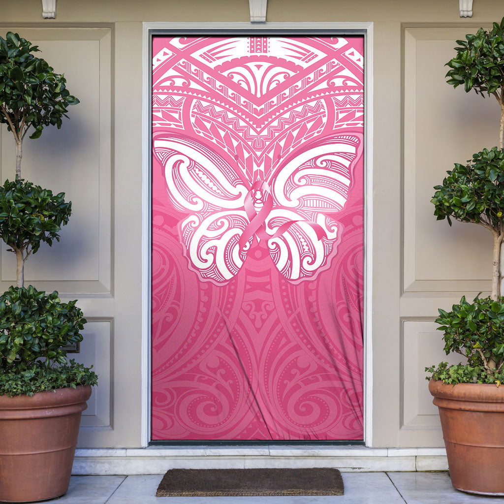 New Zealand Breast Cancer Support Door Cover Maori Butterfly Pink Ribbon