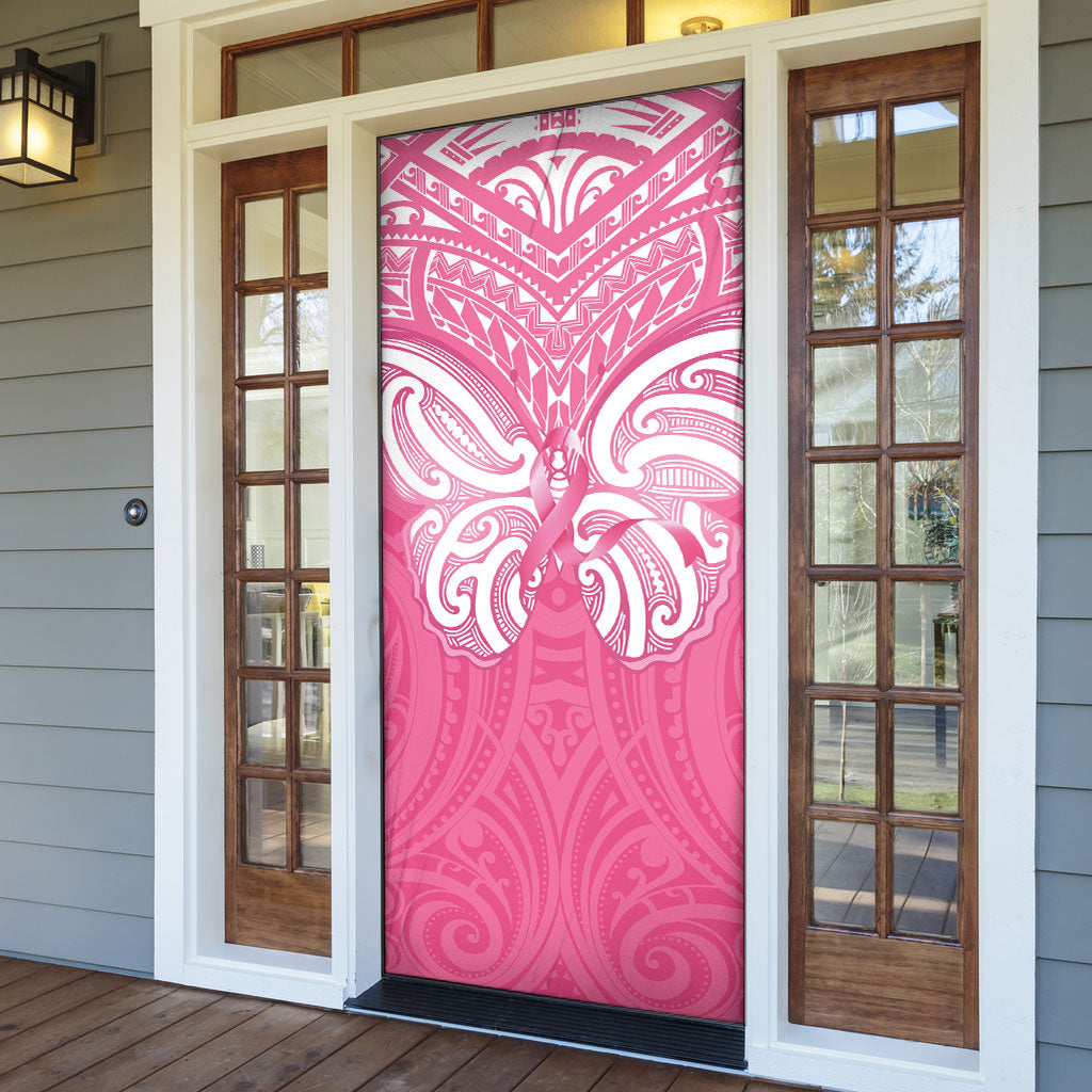New Zealand Breast Cancer Support Door Cover Maori Butterfly Pink Ribbon