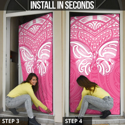New Zealand Breast Cancer Support Door Cover Maori Butterfly Pink Ribbon