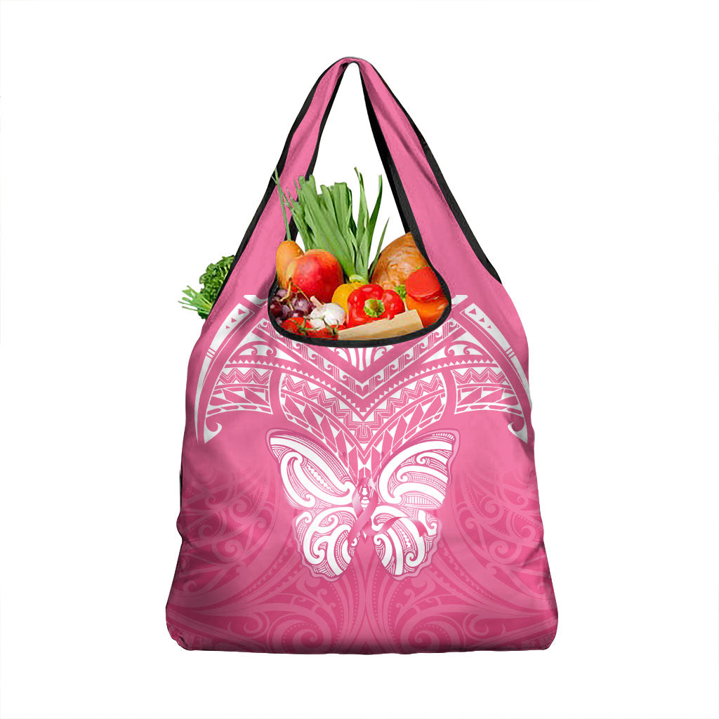 New Zealand Breast Cancer Support Grocery Bag Maori Butterfly Pink Ribbon