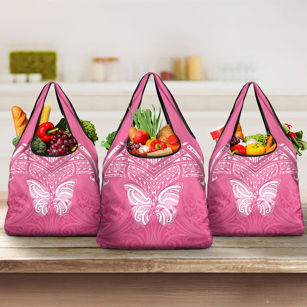 New Zealand Breast Cancer Support Grocery Bag Maori Butterfly Pink Ribbon