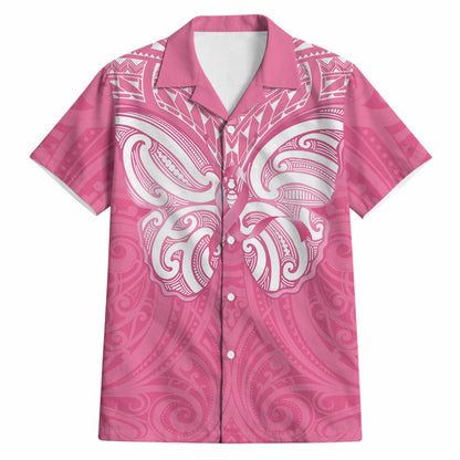 New Zealand Breast Cancer Support Hawaiian Shirt Maori Butterfly Pink Ribbon