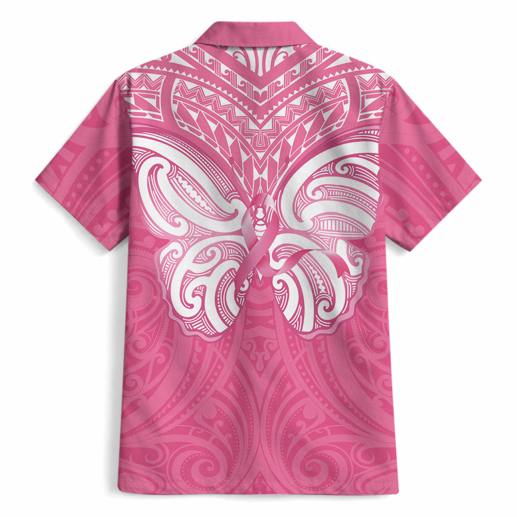 New Zealand Breast Cancer Support Hawaiian Shirt Maori Butterfly Pink Ribbon
