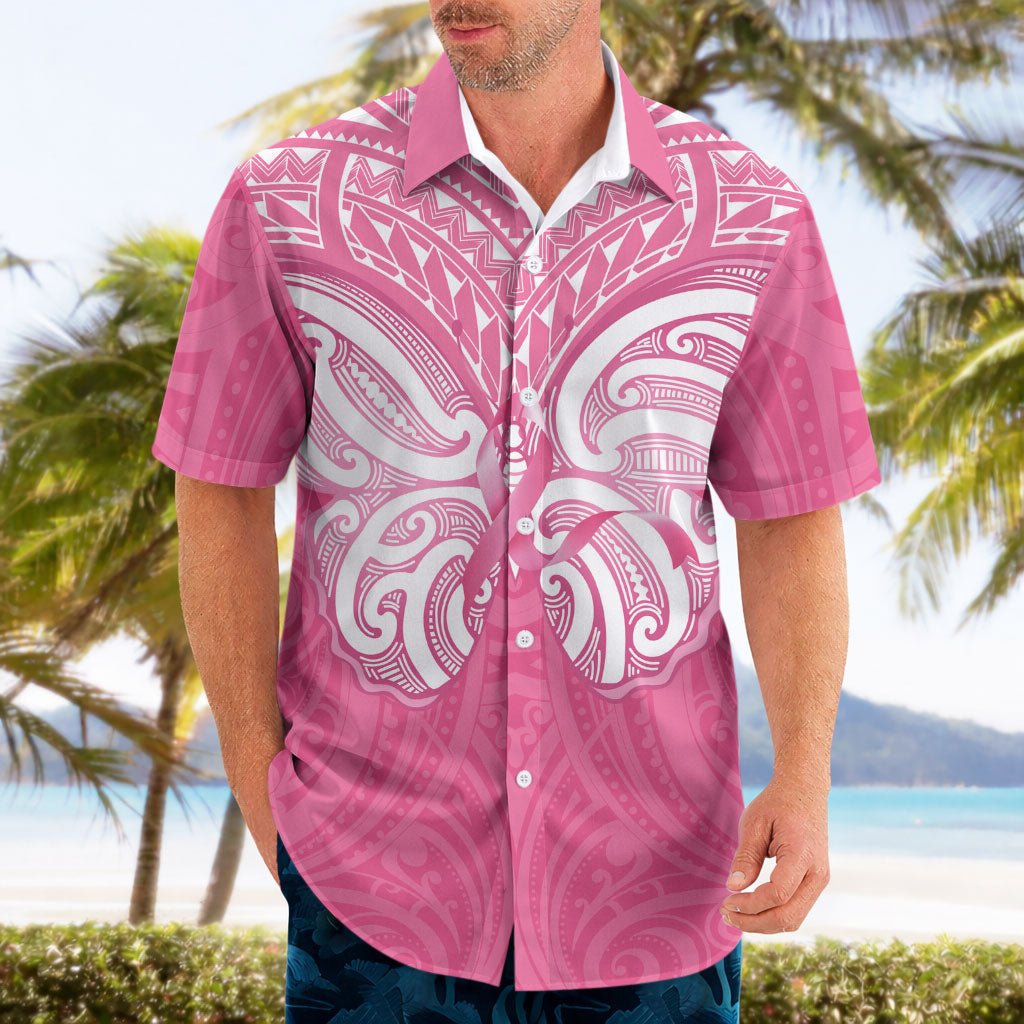 New Zealand Breast Cancer Support Hawaiian Shirt Maori Butterfly Pink Ribbon