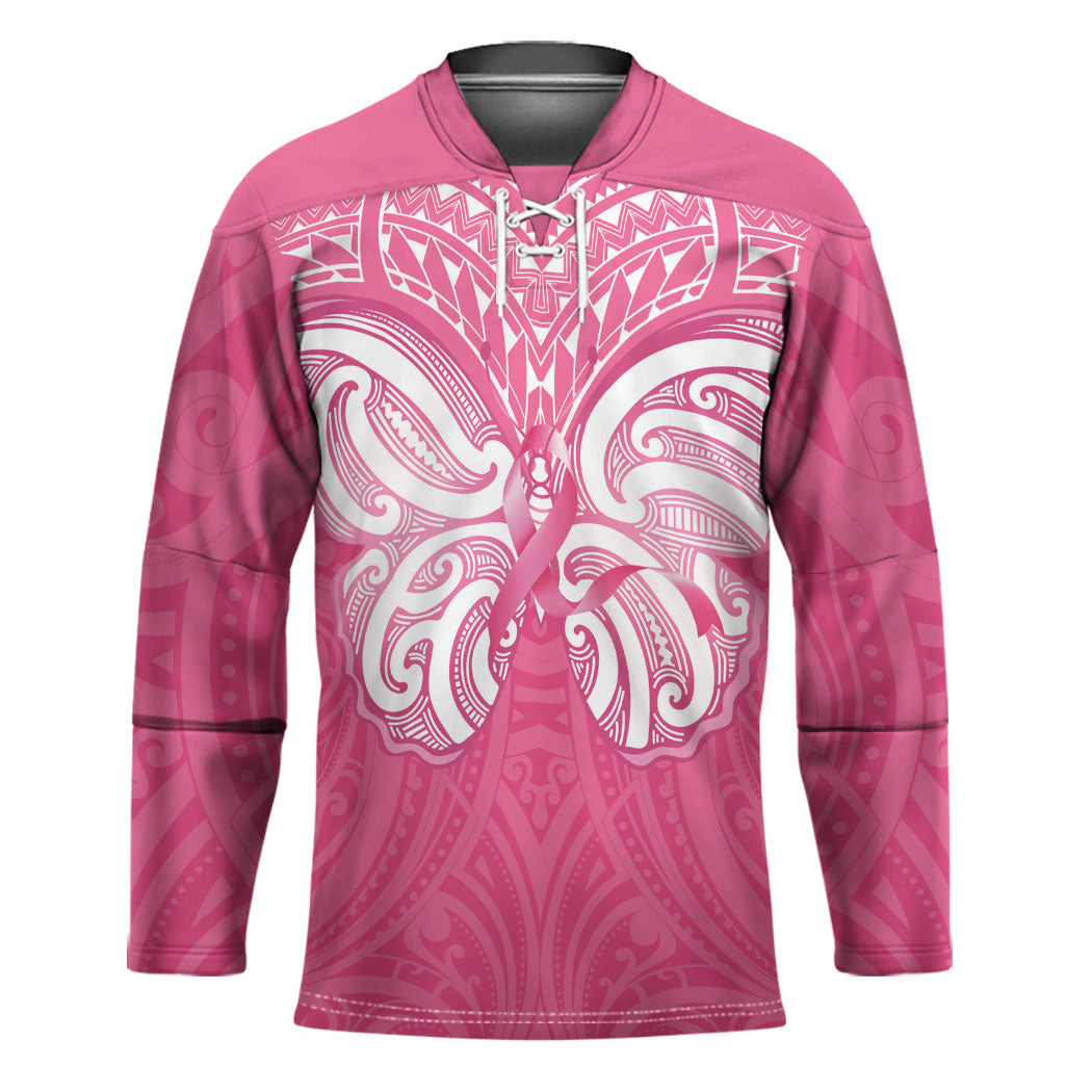 New Zealand Breast Cancer Support Hockey Jersey Maori Butterfly Pink Ribbon