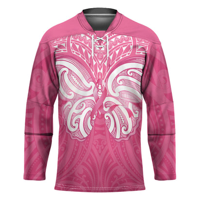 New Zealand Breast Cancer Support Hockey Jersey Maori Butterfly Pink Ribbon