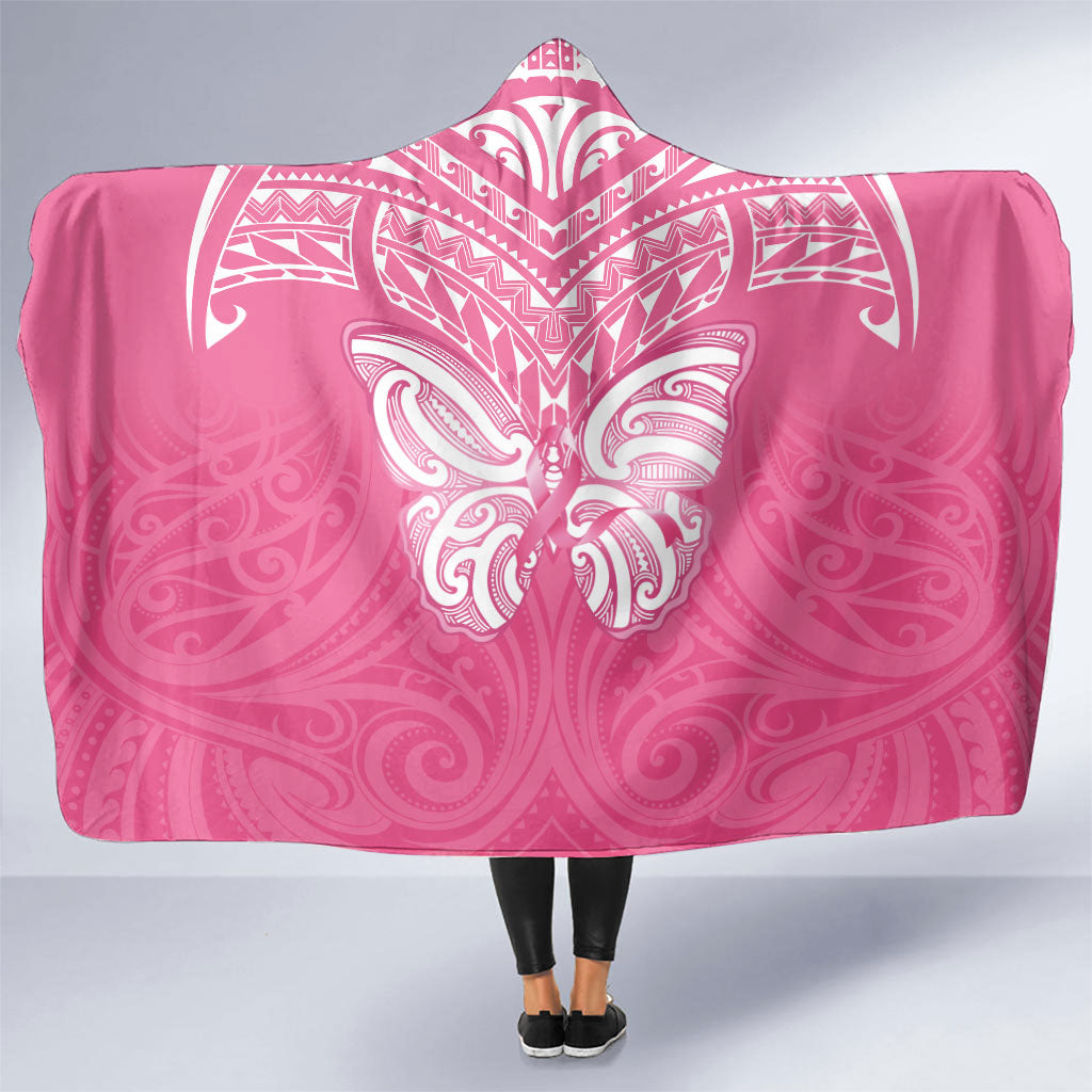 New Zealand Breast Cancer Support Hooded Blanket Maori Butterfly Pink Ribbon